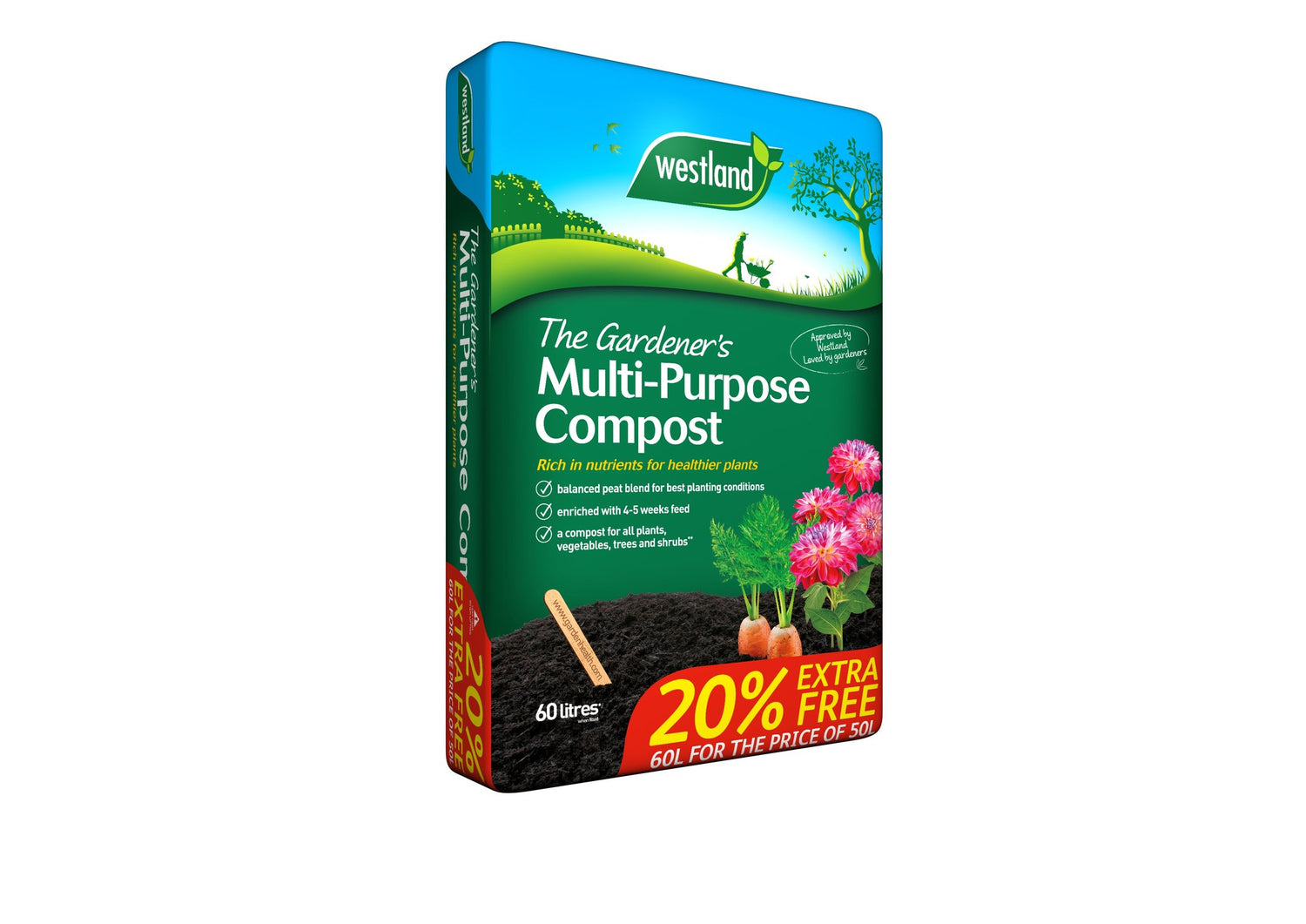 50ltr Gardeners Multi Purpose Compost plus 20% FREE