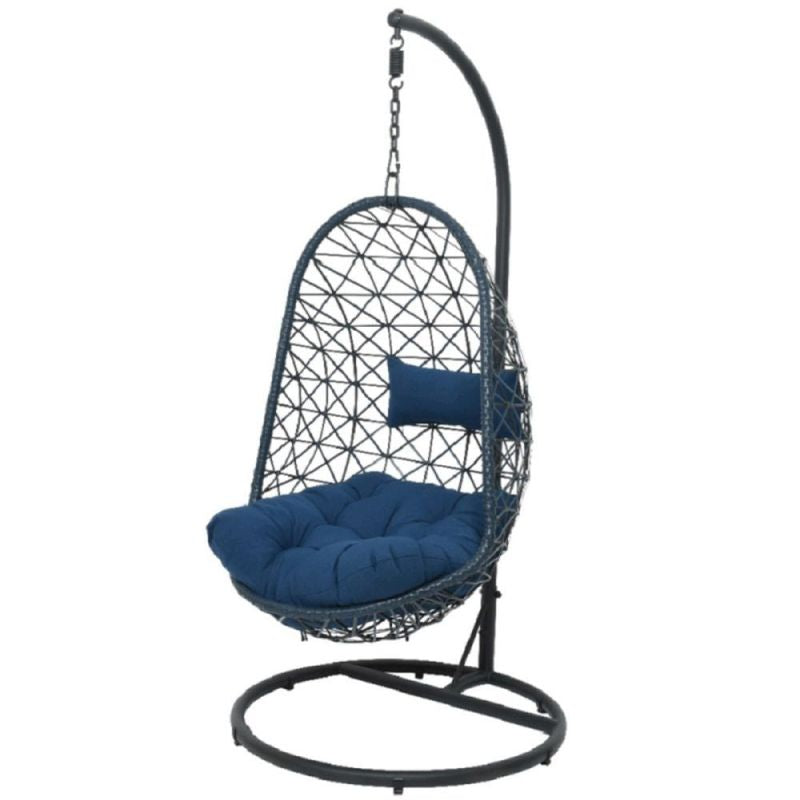 Windsor Dark Blue Wicker Egg Chair