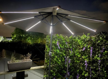 2.7m Ecru Parasol W/ LEDs