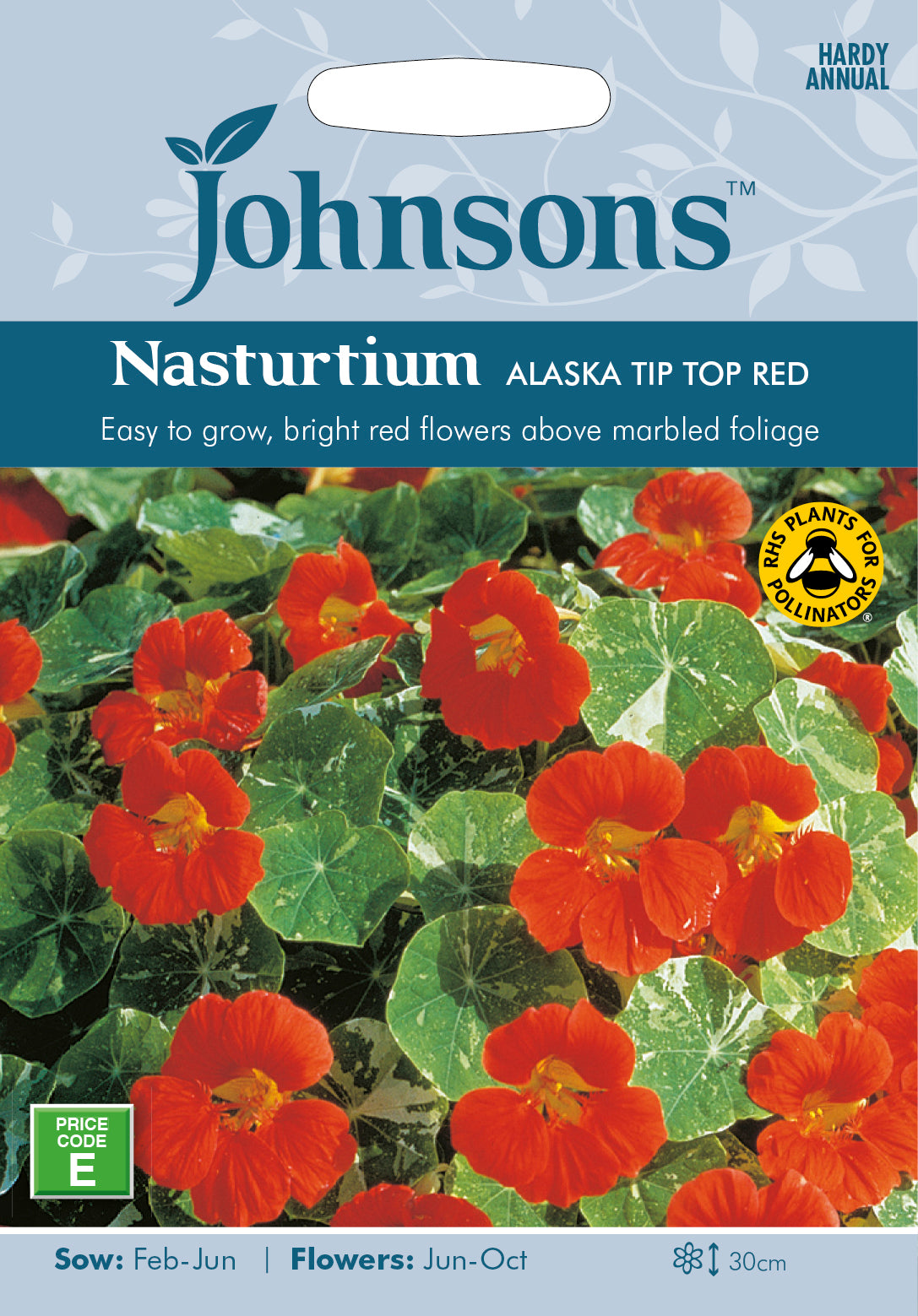 Nasturtium Alaska Tip Top Deep Orange Seeds