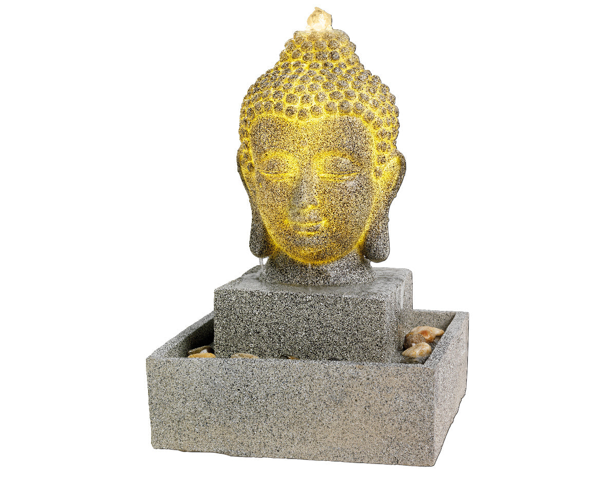 LED POLY BUDDHA HEAD GREY