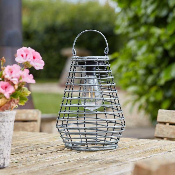 Faux Rattan Maris Lantern - Slate