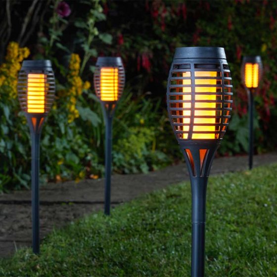 Black - Party Flaming Torch Solar Set of 5